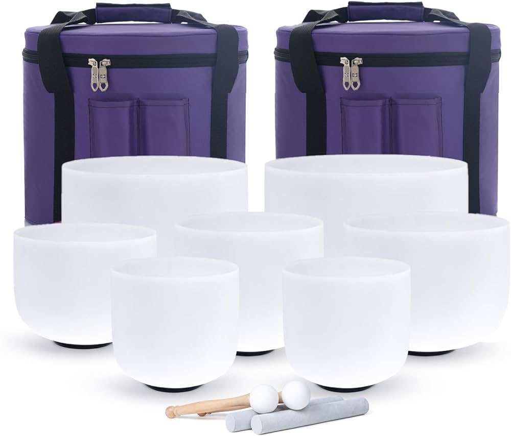 SET 7 Crystal Bowls [Classic] 6"-7"-8"-9"-10"-11"-12" + 2 Bolsos de REGALO